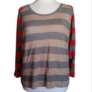 C&C California Women's Striped Henley Sweater Wool Cashmere Blend Size Medium